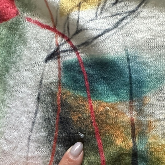 Jess & Jane Abstract Floral Print Blouse Asymmetrical Lightweight Artsy Large - Picture 9 of 11